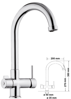 3-Wege Wasserhahn, hoch gebogen 