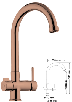 5-Wege Wasserhahn, hoch gebogen Kupfer