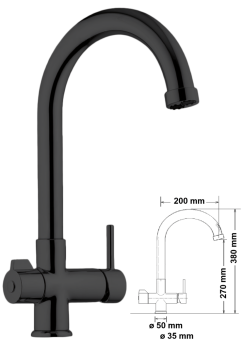 3-way tap, high-arc Glossy black
